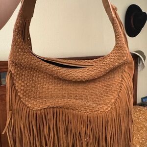 Fringed Tan Shoulder Bag